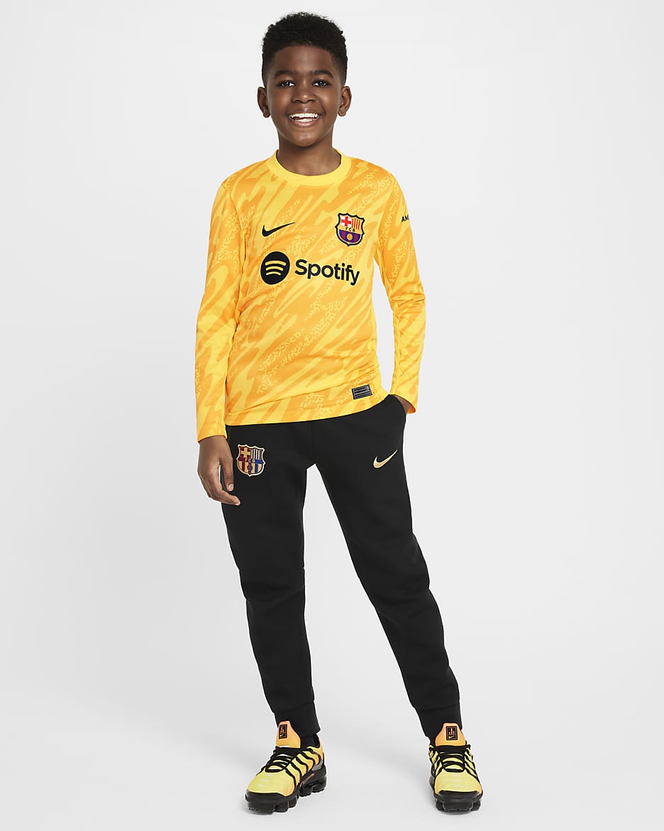 FC Barcelona 2024 Stadium Goalkeeper Big Kids Nike Dri FIT Soccer Replica Jersey. Nike